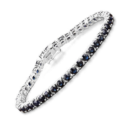 8.36 Carat Genuine Blue Sapphire .925 Sterling Silver Bracelet Bids.com