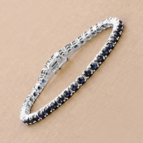 8.36 Carat Genuine Blue Sapphire .925 Sterling Silver Bracelet Bids.com