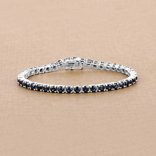 8.36 Carat Genuine Blue Sapphire .925 Sterling Silver Bracelet Bids.com