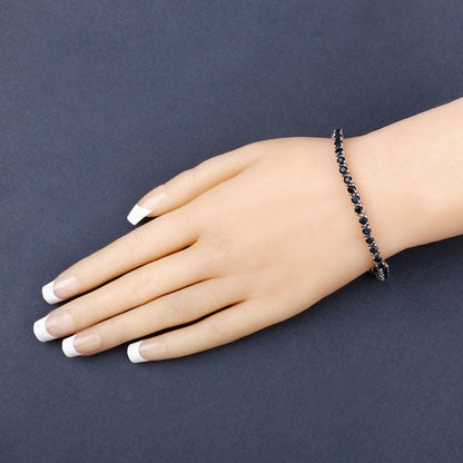 8.36 Carat Genuine Blue Sapphire .925 Sterling Silver Bracelet Bids.com