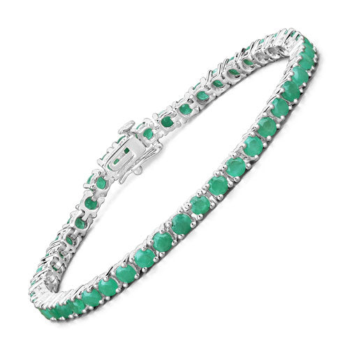 7.48 Carat Genuine Emerald .925 Sterling Silver Bracelet Bids.com