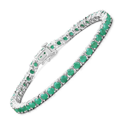 7.48 Carat Genuine Emerald .925 Sterling Silver Bracelet Bids.com