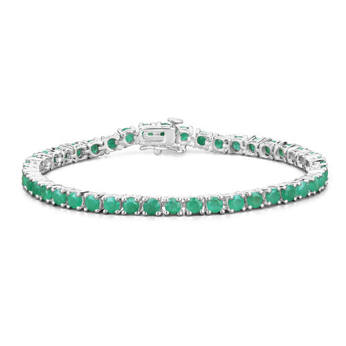 7.48 Carat Genuine Emerald .925 Sterling Silver Bracelet Bids.com