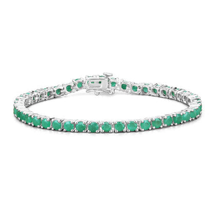7.48 Carat Genuine Emerald .925 Sterling Silver Bracelet Bids.com