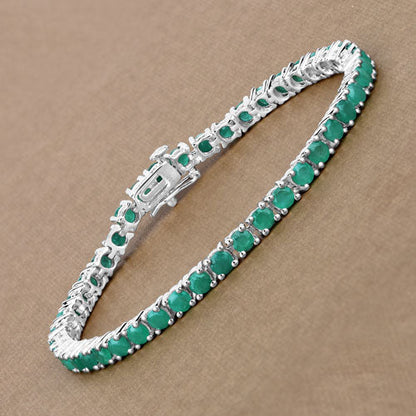 7.48 Carat Genuine Emerald .925 Sterling Silver Bracelet Bids.com