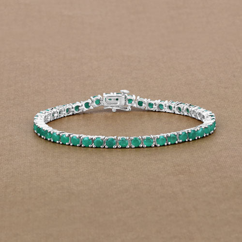7.48 Carat Genuine Emerald .925 Sterling Silver Bracelet Bids.com