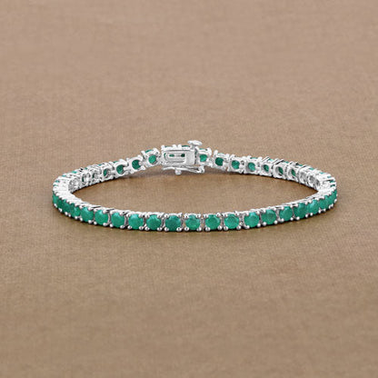 7.48 Carat Genuine Emerald .925 Sterling Silver Bracelet Bids.com
