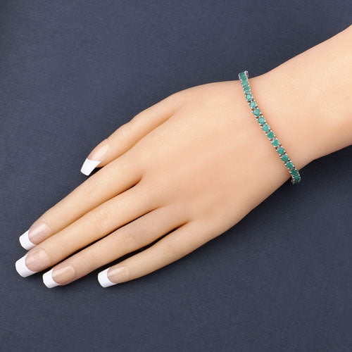 7.48 Carat Genuine Emerald .925 Sterling Silver Bracelet Bids.com
