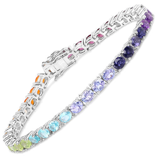 12.04 Carat Genuine Multi Stone .925 Sterling Silver Bracelet Bids.com