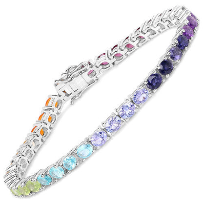 12.04 Carat Genuine Multi Stone .925 Sterling Silver Bracelet Bids.com