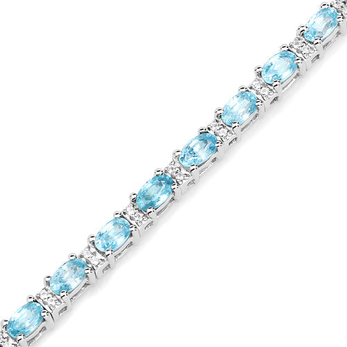 8.84 Carat Genuine Blue Zircon and Topaz White .925 Sterling Silver Bracelet Bids.com