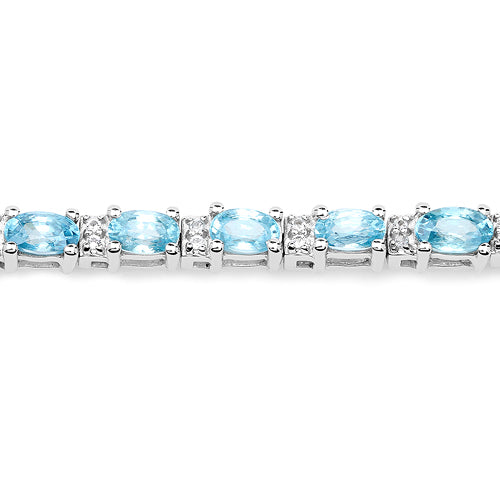 8.84 Carat Genuine Blue Zircon and Topaz White .925 Sterling Silver Bracelet Bids.com