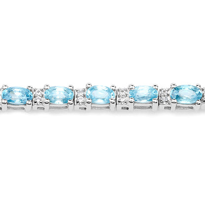 8.84 Carat Genuine Blue Zircon and Topaz White .925 Sterling Silver Bracelet Bids.com