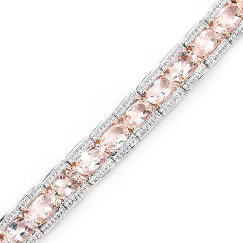 18K Rose Gold Plated 11.60 Carat Genuine Morganite .925 Sterling Silver Bracelet Bids.com