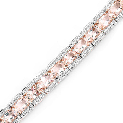 18K Rose Gold Plated 11.60 Carat Genuine Morganite .925 Sterling Silver Bracelet Bids.com