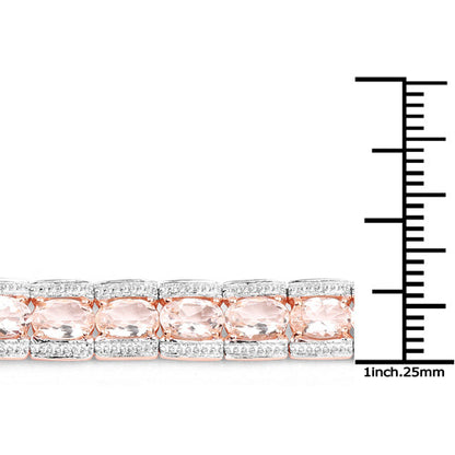 18K Rose Gold Plated 11.60 Carat Genuine Morganite .925 Sterling Silver Bracelet Bids.com