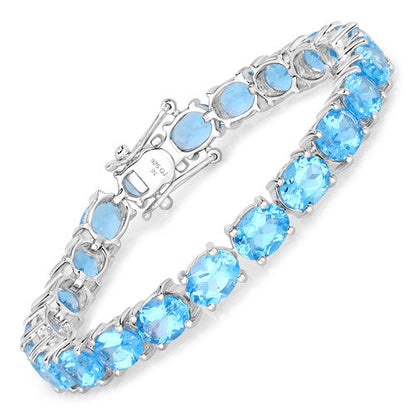 35.20 Carat Genuine Swiss Blue Topaz .925 Sterling Silver Bracelet Bids.com