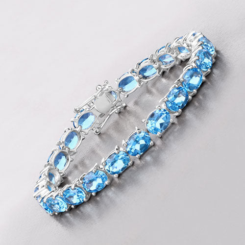 35.20 Carat Genuine Swiss Blue Topaz .925 Sterling Silver Bracelet Bids.com