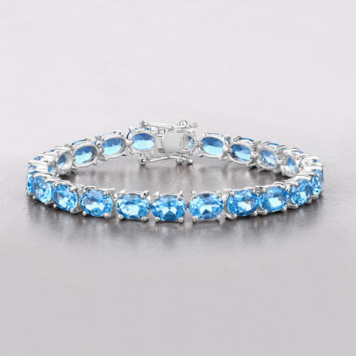 35.20 Carat Genuine Swiss Blue Topaz .925 Sterling Silver Bracelet Bids.com