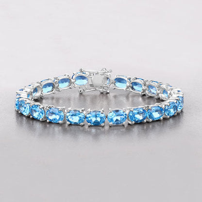 35.20 Carat Genuine Swiss Blue Topaz .925 Sterling Silver Bracelet Bids.com