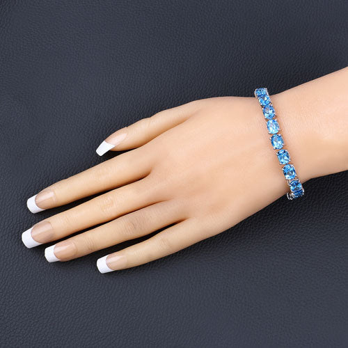 35.20 Carat Genuine Swiss Blue Topaz .925 Sterling Silver Bracelet Bids.com