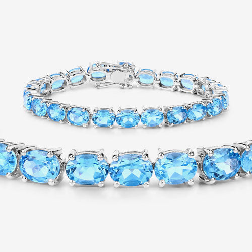 35.20 Carat Genuine Swiss Blue Topaz .925 Sterling Silver Bracelet Bids.com