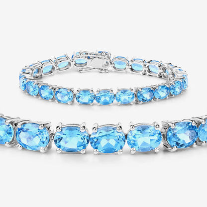 35.20 Carat Genuine Swiss Blue Topaz .925 Sterling Silver Bracelet Bids.com