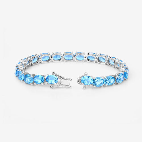 35.20 Carat Genuine Swiss Blue Topaz .925 Sterling Silver Bracelet Bids.com