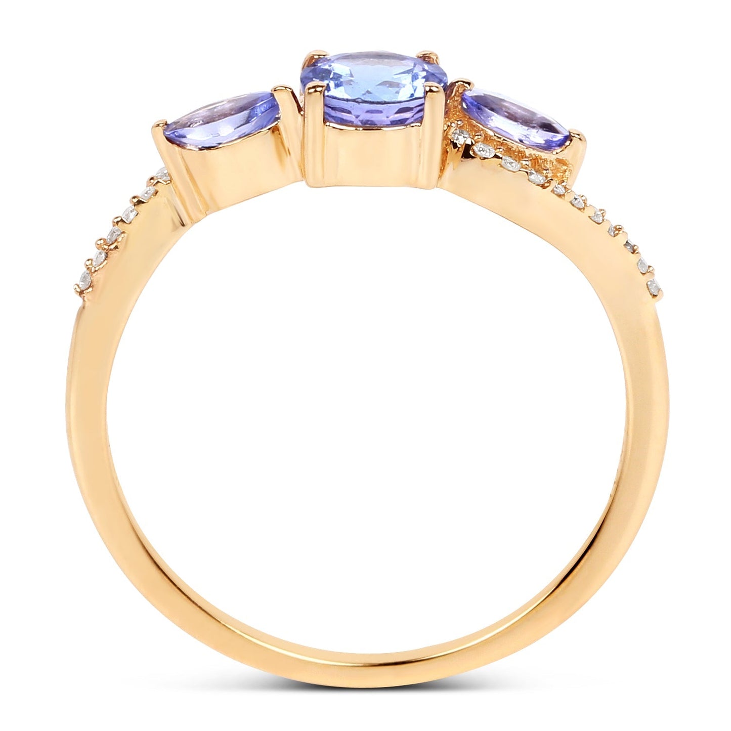 0.70 Carat Genuine Tanzanite and White Diamond 14K Yellow Gold Ring Bids.com
