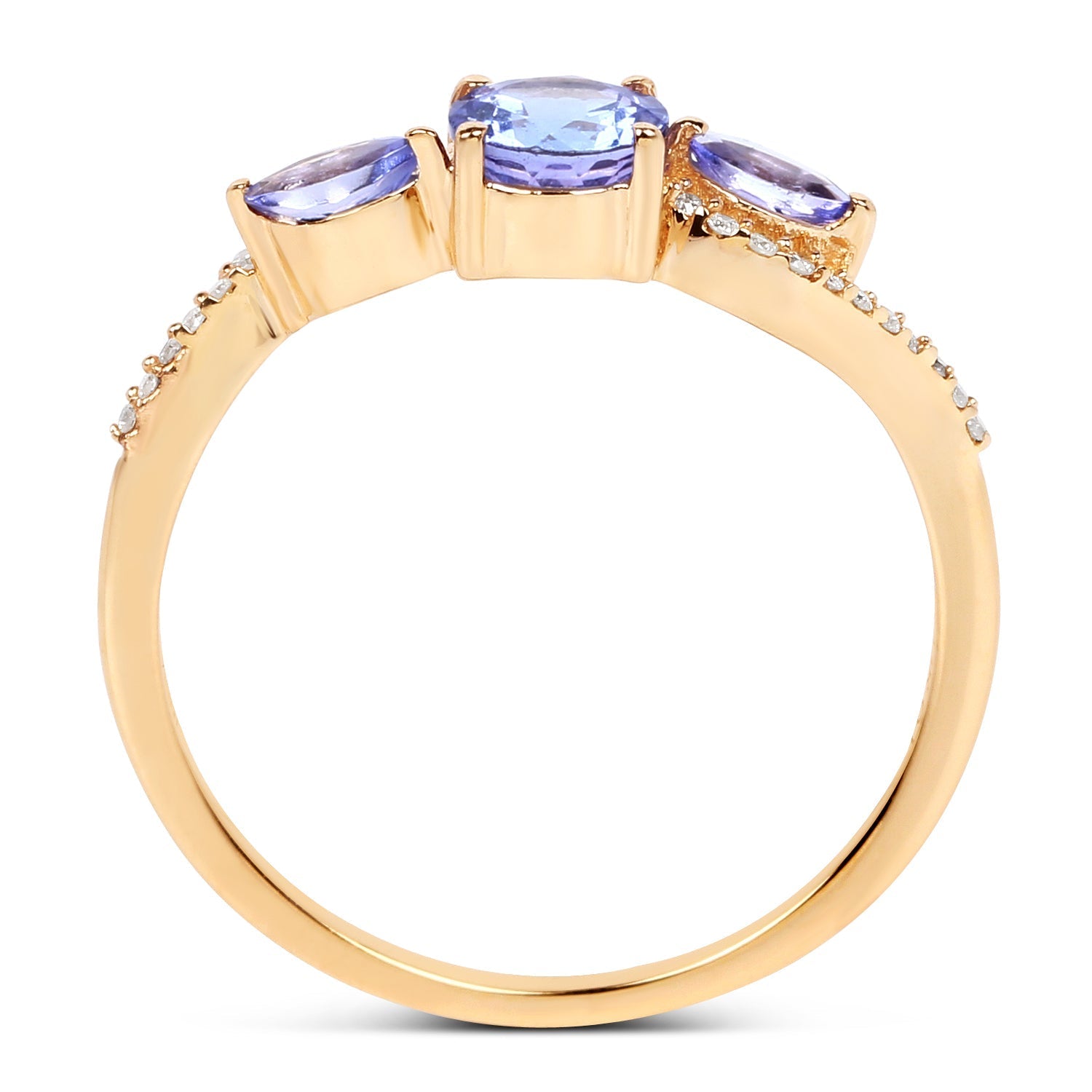 0.70 Carat Genuine Tanzanite and White Diamond 14K Yellow Gold Ring Bids.com