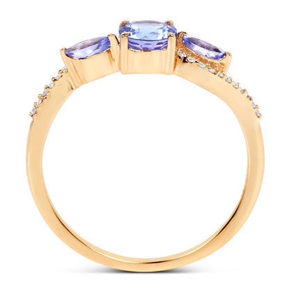0.70 Carat Genuine Tanzanite and White Diamond 14K Yellow Gold Ring Bids.com