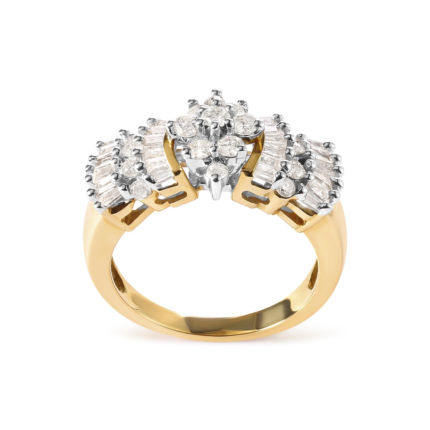 10K Yellow Gold 1.00 Cttw Diamond Starburst Ring Band (H-I Color, I1-I2 Clarity) - Ring Size 7 Bids.com