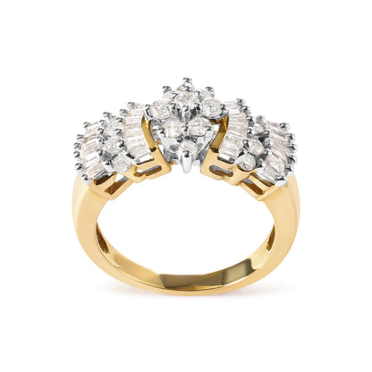 10K Yellow Gold 1.00 Cttw Diamond Starburst Ring Band (H-I Color, I1-I2 Clarity) - Ring Size 7 Bids.com
