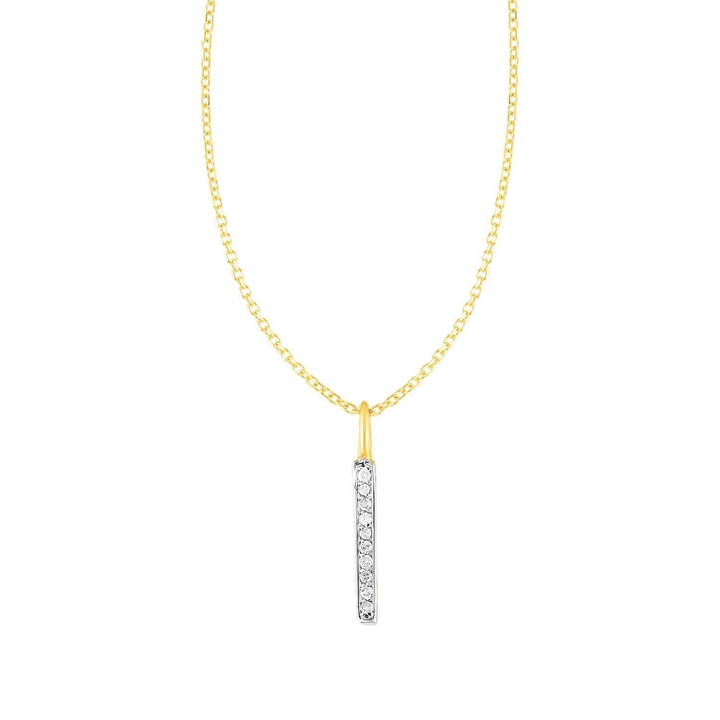 14k Yellow Gold Bar Pendant with Diamonds Bids.com