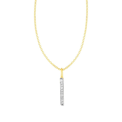 14k Yellow Gold Bar Pendant with Diamonds Bids.com