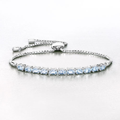 2.20 Carat Genuine Aquamarine .925 Sterling Silver Bracelet Bids.com