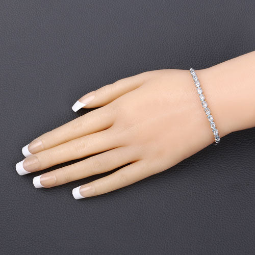 2.20 Carat Genuine Aquamarine .925 Sterling Silver Bracelet Bids.com