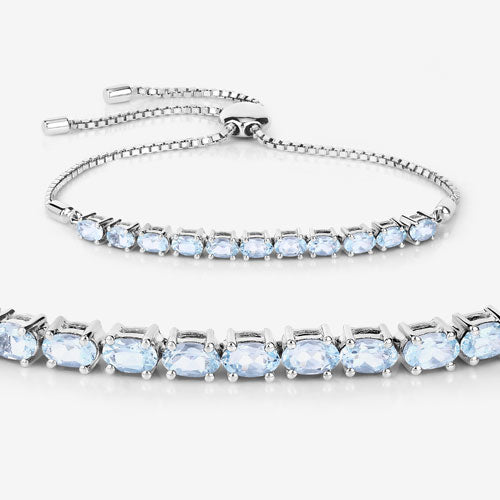 2.20 Carat Genuine Aquamarine .925 Sterling Silver Bracelet Bids.com