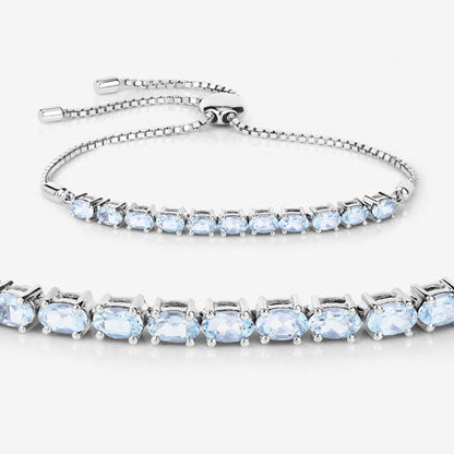 2.20 Carat Genuine Aquamarine .925 Sterling Silver Bracelet Bids.com