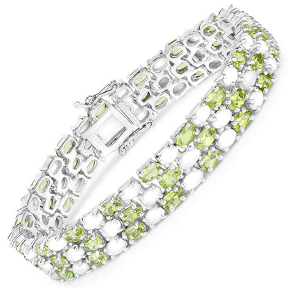 19.73 Carat Genuine Opal and Peridot .925 Sterling Silver Bracelet Bids.com