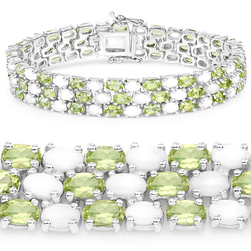 19.73 Carat Genuine Opal and Peridot .925 Sterling Silver Bracelet Bids.com