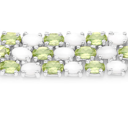 19.73 Carat Genuine Opal and Peridot .925 Sterling Silver Bracelet Bids.com