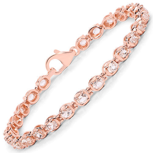 3.75 Carat Genuine Morganite .925 Sterling Silver Bracelet Bids.com