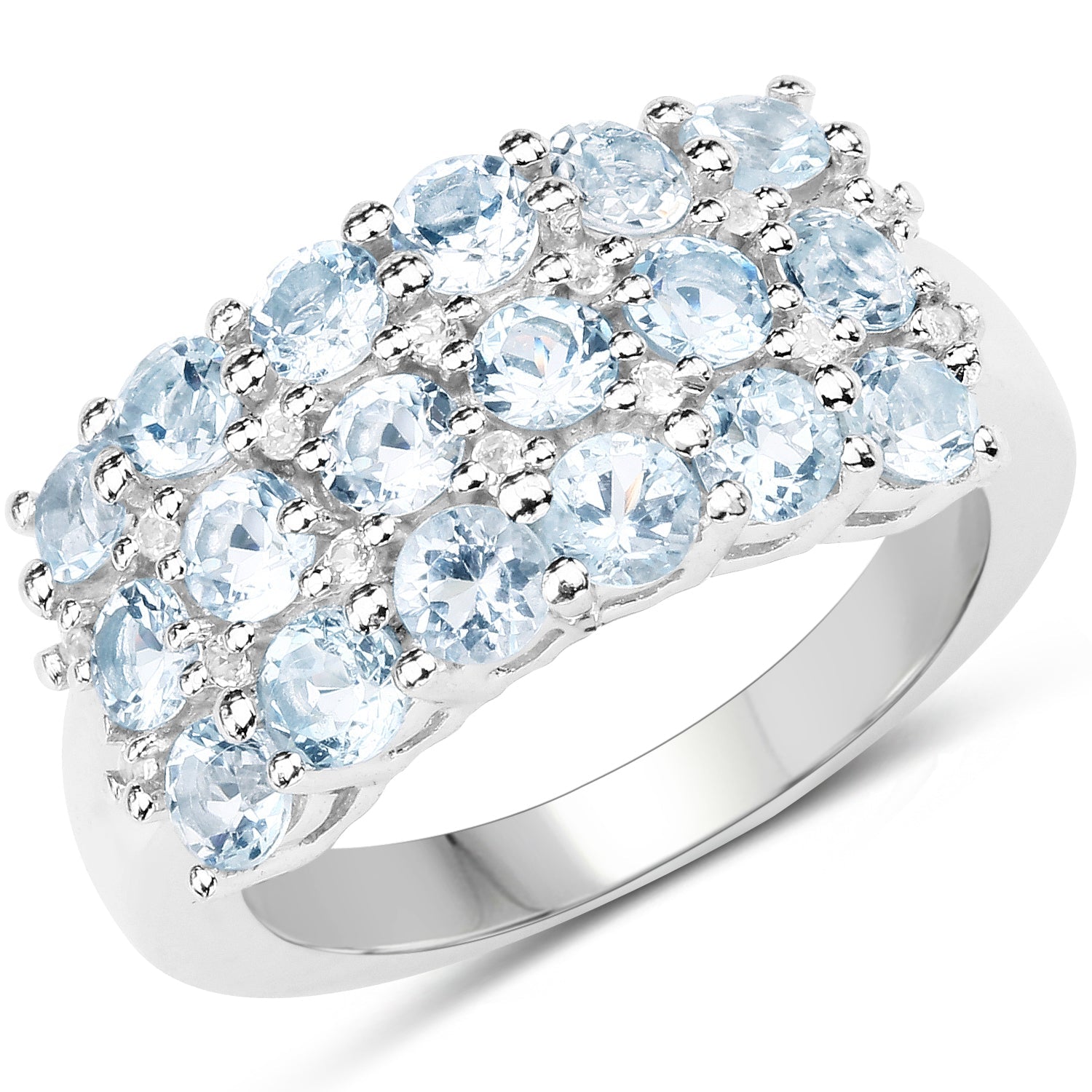 2.29 Carat Genuine Blue Topaz & White Topaz .925 Sterling Silver Ring Bids.com