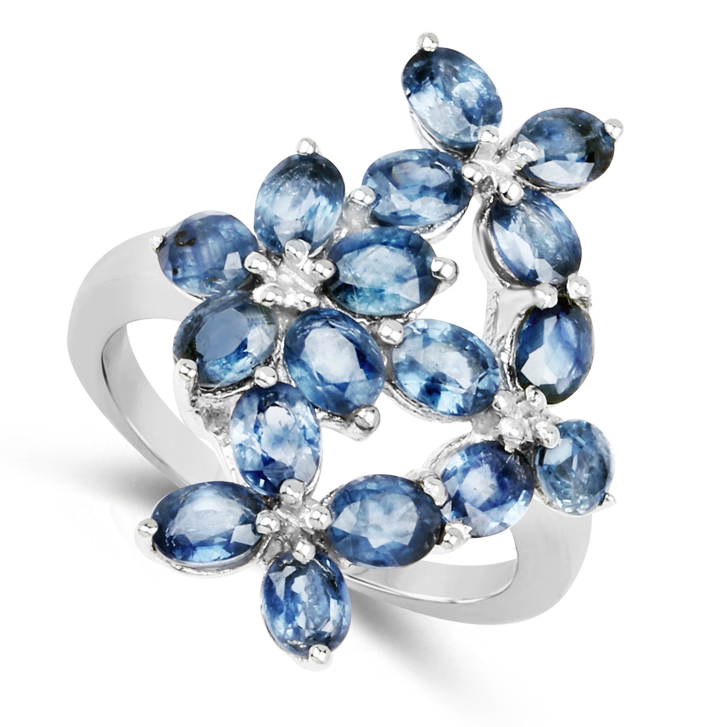 3.40 Carat Genuine Blue Sapphire .925 Sterling Silver Ring Bids.com