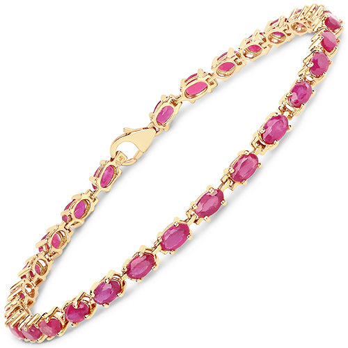 14K Yellow Gold Plated 7.00 Carat Glass Filled Ruby .925 Sterling Silver Bracelet Bids.com