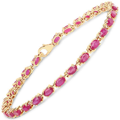14K Yellow Gold Plated 7.00 Carat Glass Filled Ruby .925 Sterling Silver Bracelet Bids.com