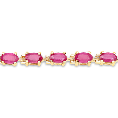 14K Yellow Gold Plated 7.00 Carat Glass Filled Ruby .925 Sterling Silver Bracelet Bids.com