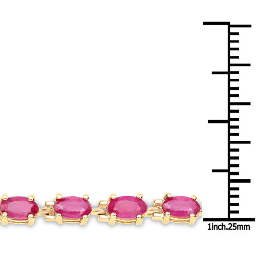 14K Yellow Gold Plated 7.00 Carat Glass Filled Ruby .925 Sterling Silver Bracelet Bids.com