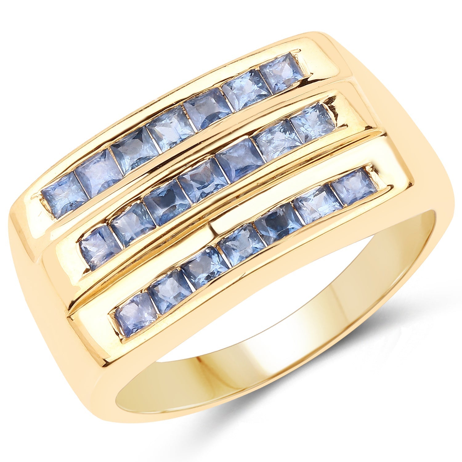 14K Yellow Gold Plated 1.05 Carat Genuine Blue Sapphire .925 Sterling Silver Ring Bids.com